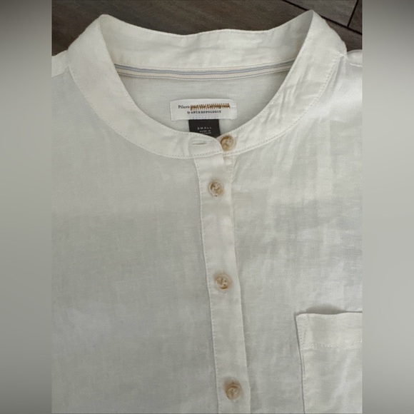 Anthropologie Pilcro Women's Cream Linen Blend Button-Down Shirt Size Small - Picture 3 of 11